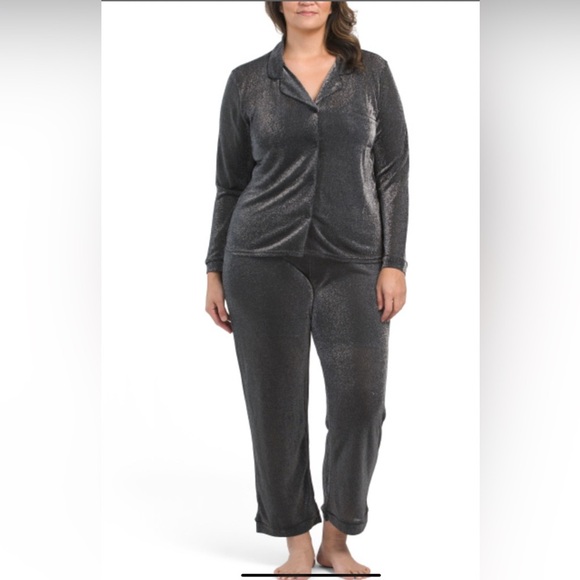RACHEL ZOE 2 Piece Silver Metallic Shimmer Pajama Set. Women’s Size Medium. - Picture 1 of 9